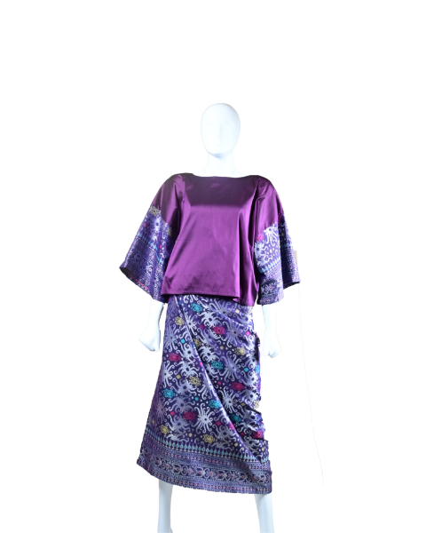 Picture of One Set Kimono With Wrap Skirt and Songket Selendang