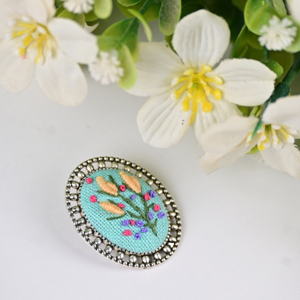 Picture of Embroidery Small Brooches Soft Blue