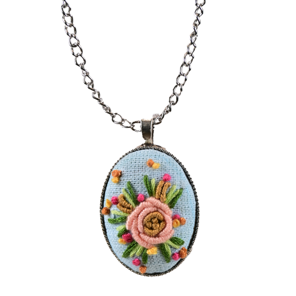 Picture of Embroidery Necklaces Soft Blue